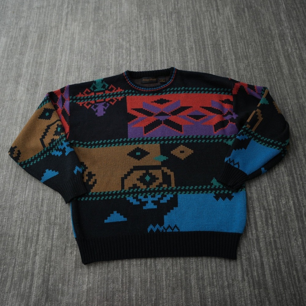 Michael Gerald Sweater Crew Neck Long Sleeve Grandpa Acrylic Vintage XL